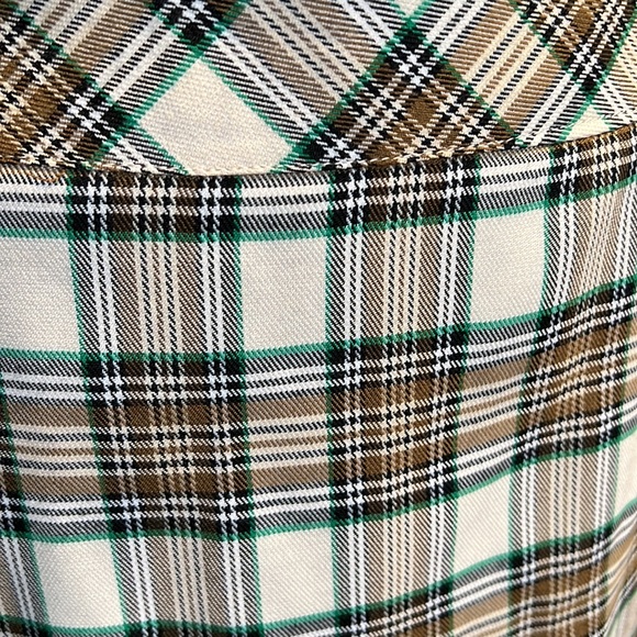 Primark skirt cream green brown plaid size 6 NWT - Picture 2 of 6